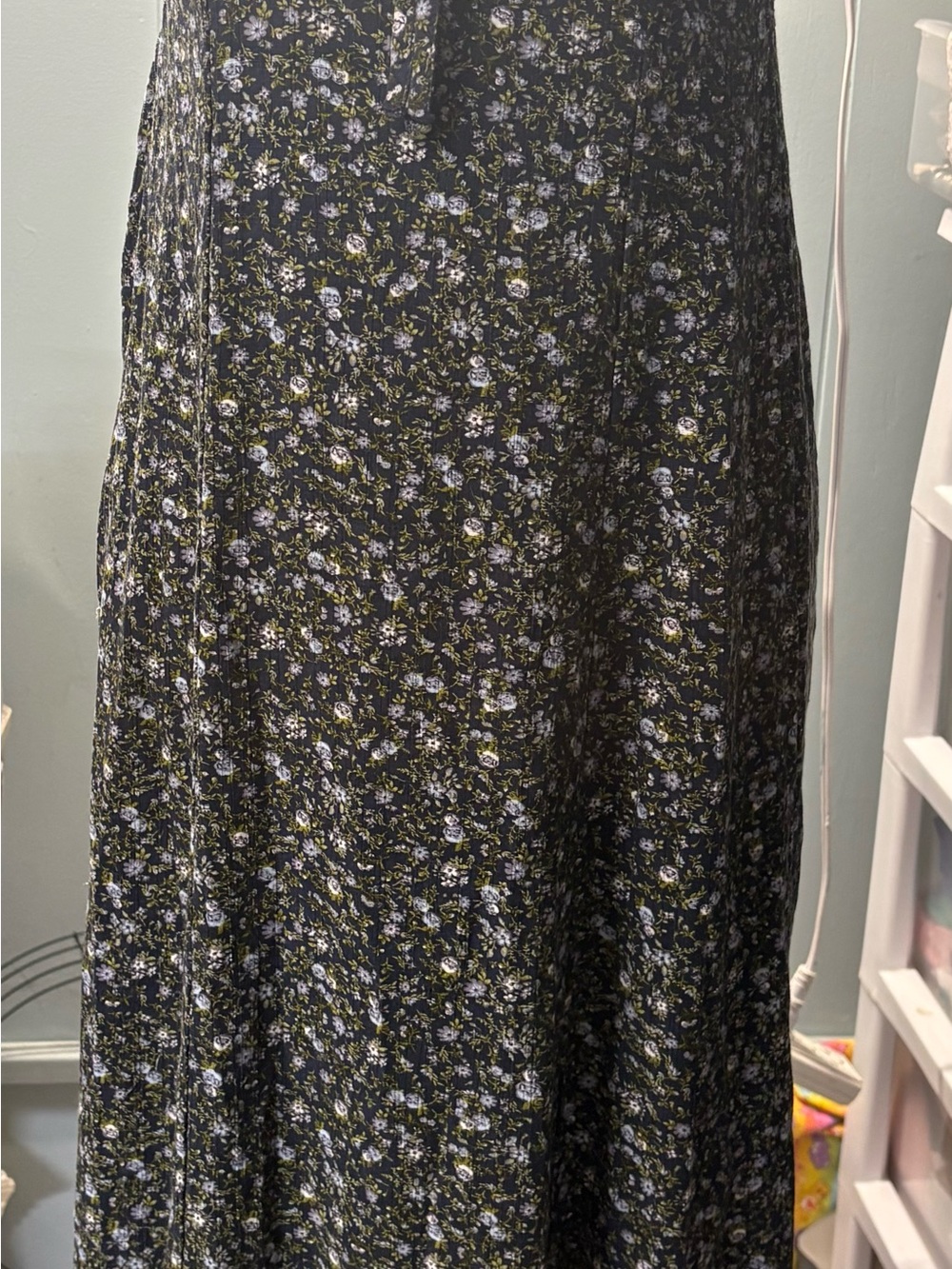 No Boundaries Dark Blue Floral Maxi Dress with Blue and Green Accents